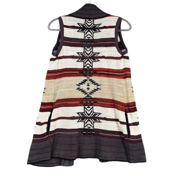BCBGMAXAZRIA Aztec Patterned Sleeveless Open Front Knit Cardigan Medium - Picture 2 of 8